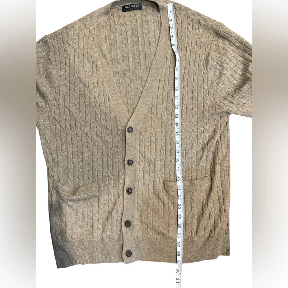 Grandpa Kallspin‎ Men’s cable knit 45% wool blend sweater Large Coffee tan